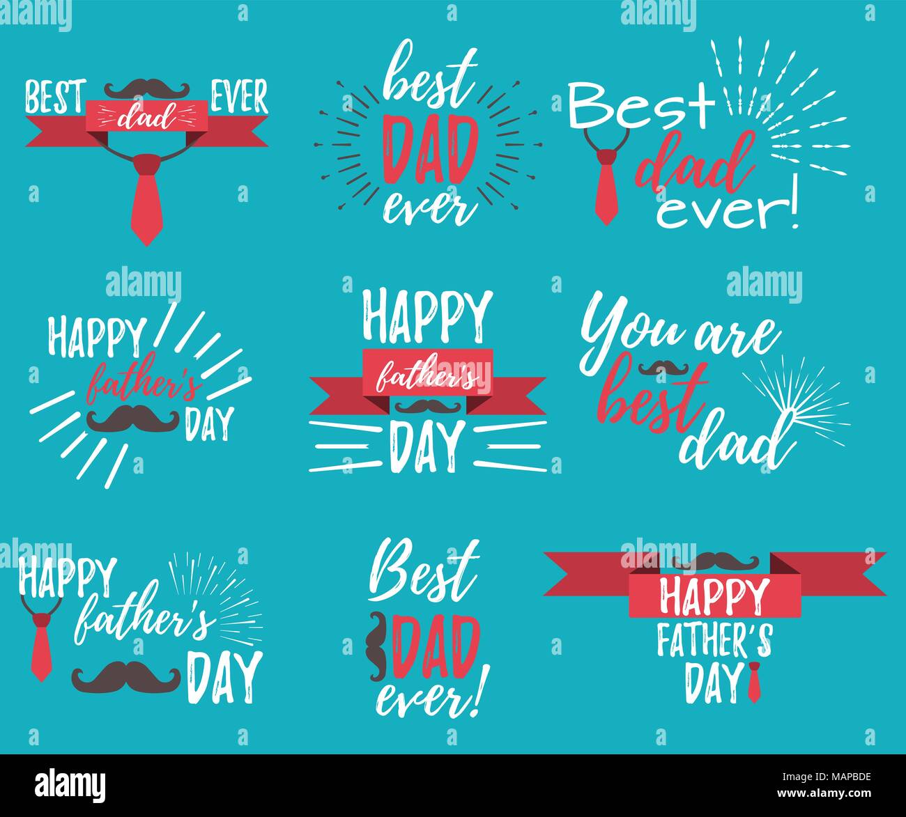 Der glückliche Vater Tag Banner und Giftcard. Beste Papa Poster im Hintergrund. Vector Illustration. Stock Vektor