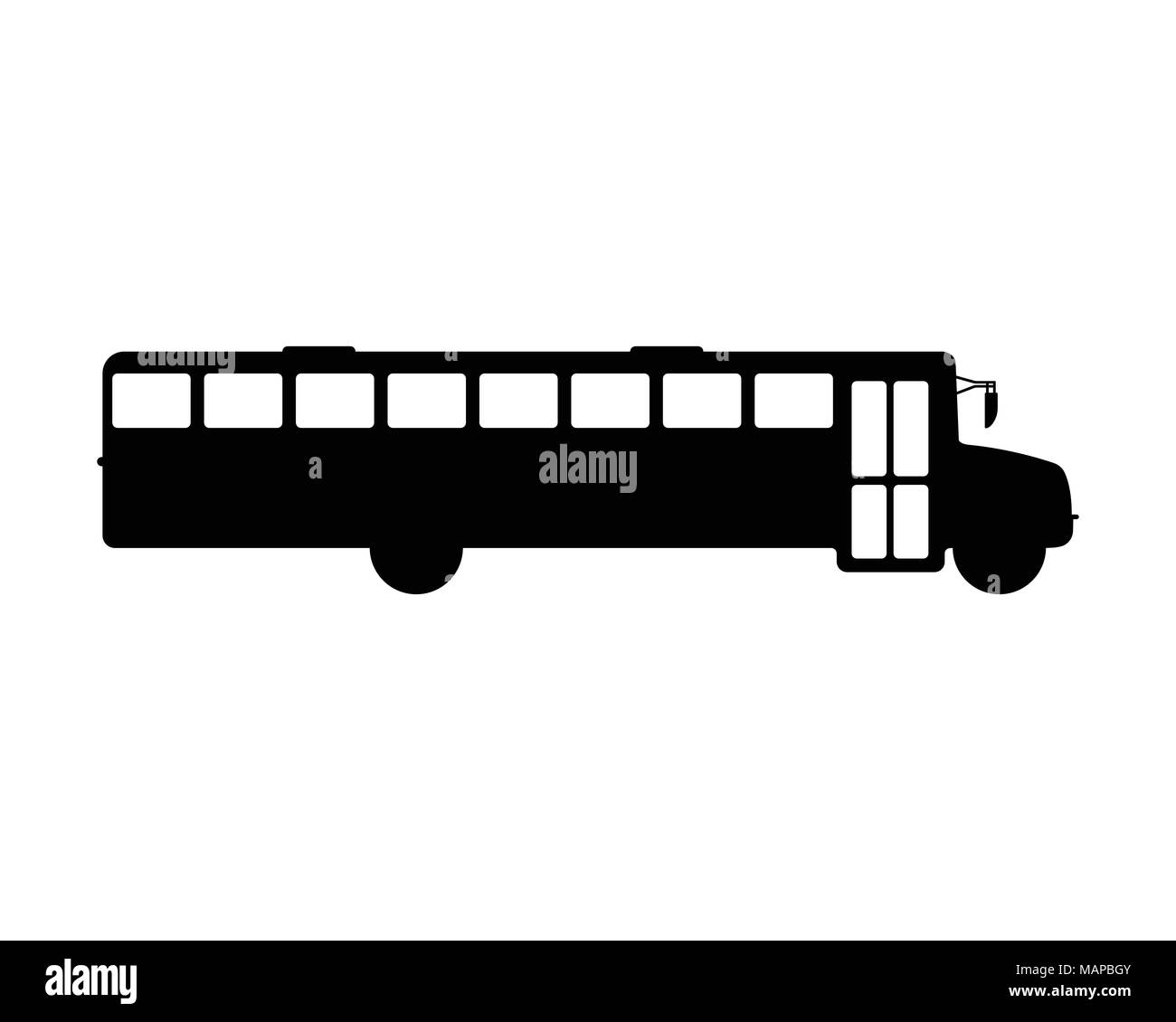 School Bus flachbild Symbol und Logo. Cartoon Vector Illustration. Stock Vektor