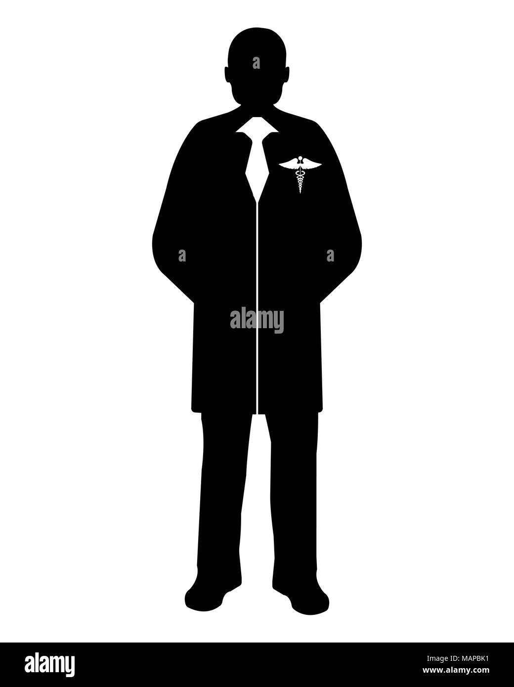 Arzt Flachbild-Symbol. Service 911. Silhouette Vector Illustration. Stock Vektor