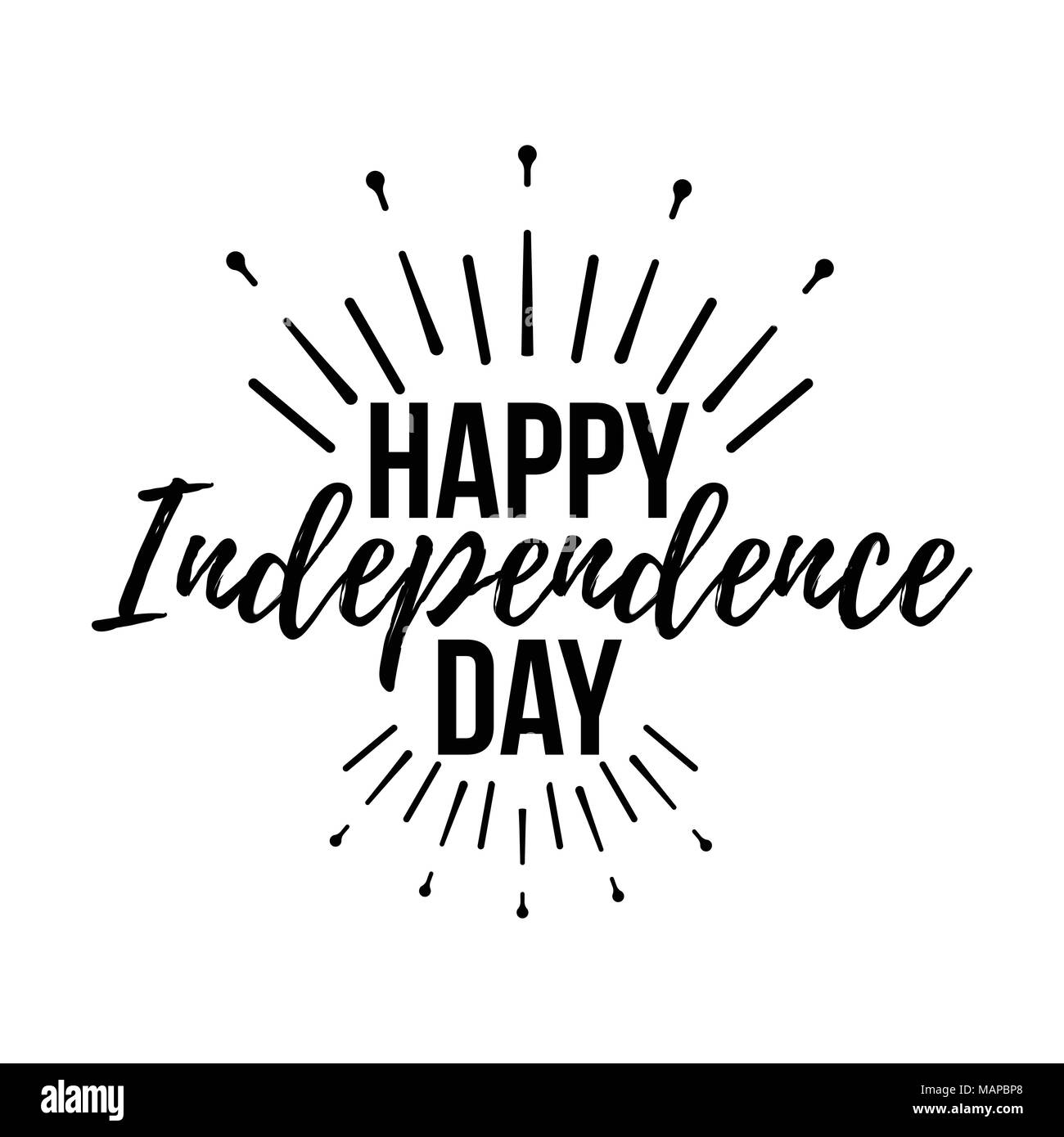 Happy Independence Day Grußkarte mit der Schriftart. Vector Illustration. Stock Vektor