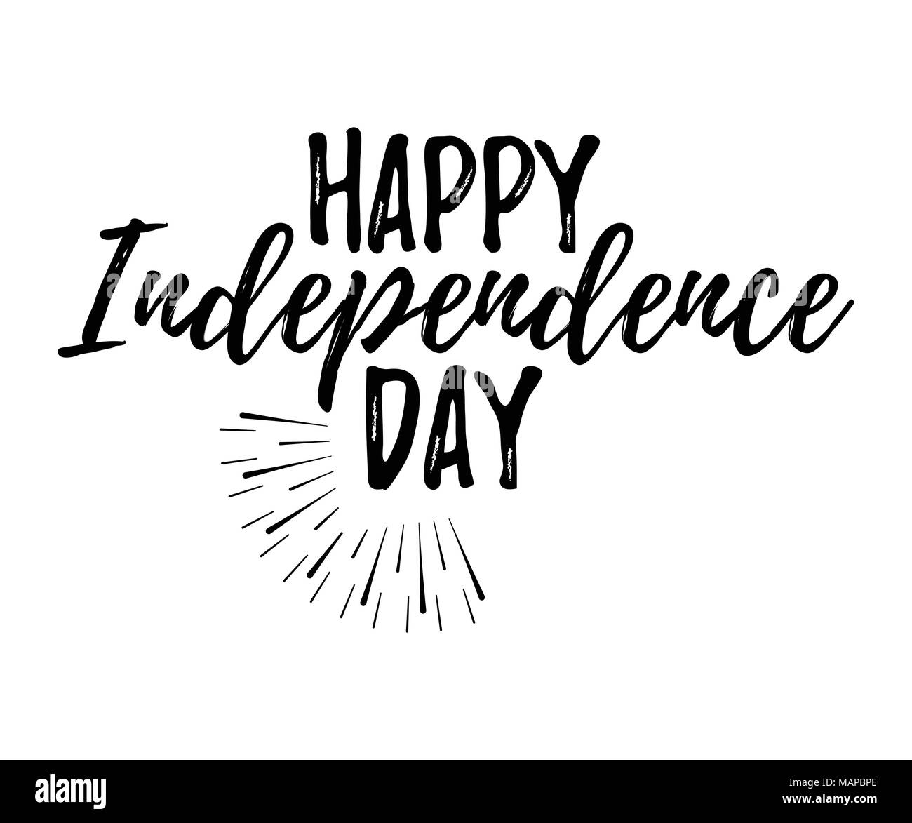 Happy Independence Day Grußkarte mit der Schriftart. Vector Illustration. Stock Vektor