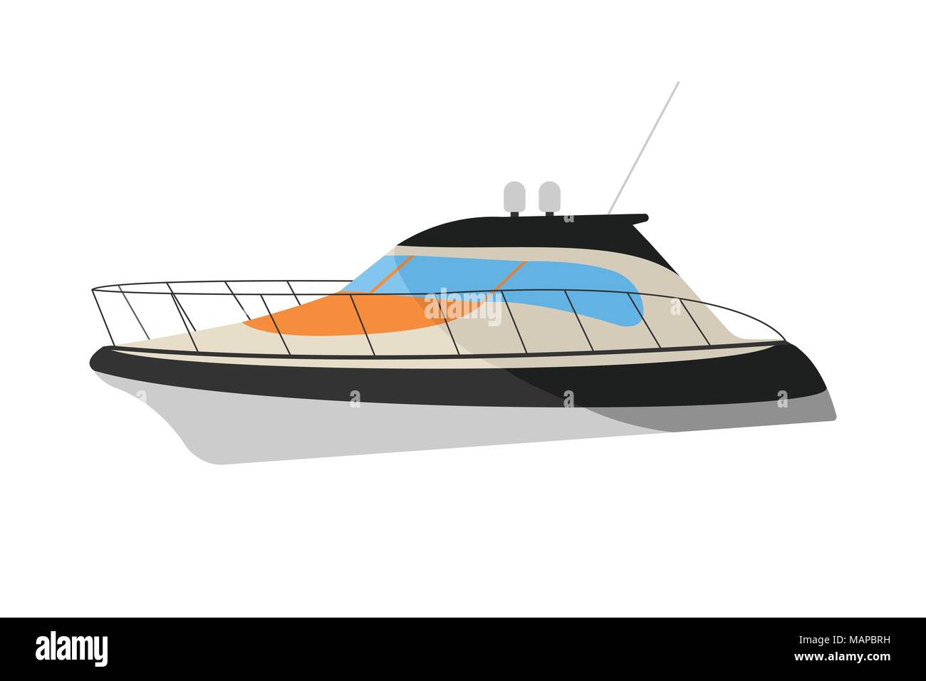 Schnellboot flachbild Symbol und Zeichen. Cartoon Vector Illustration. Stock Vektor