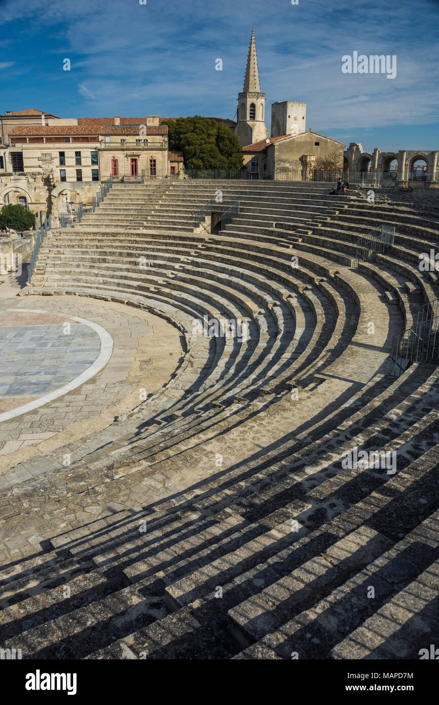 Alte Römische Theater in Arles, Frankreich Stockfoto