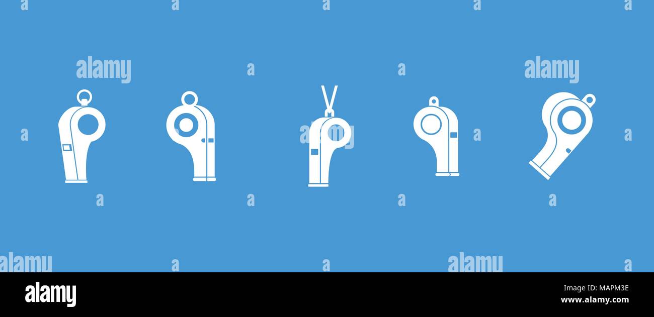 Pfeifen Icon Set blau Vektor Stock Vektor
