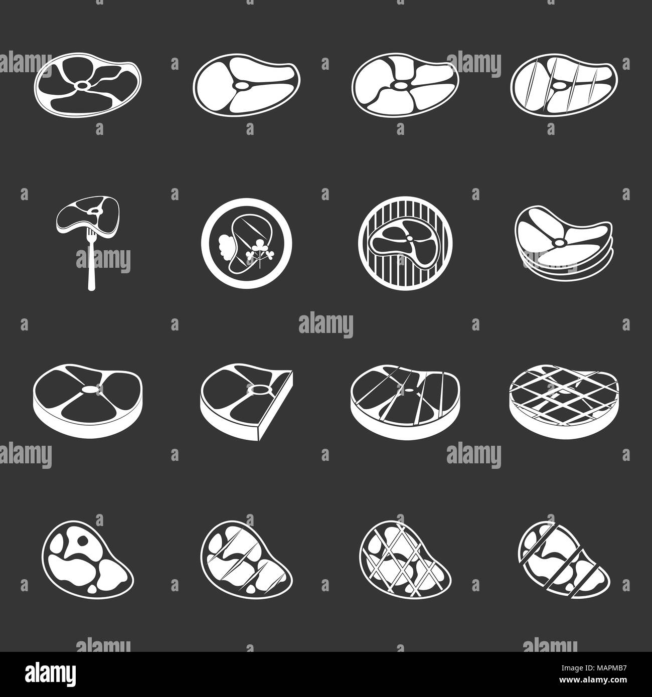 Steak Icons Set grau Vektor Stock Vektor
