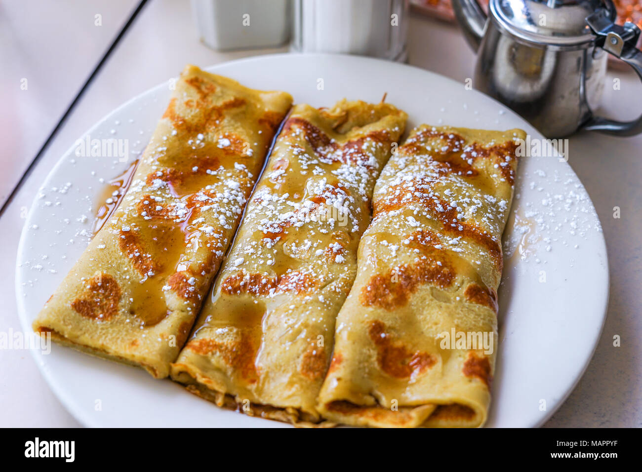 Französische crepes herzhaftes Frühstück Stockfoto