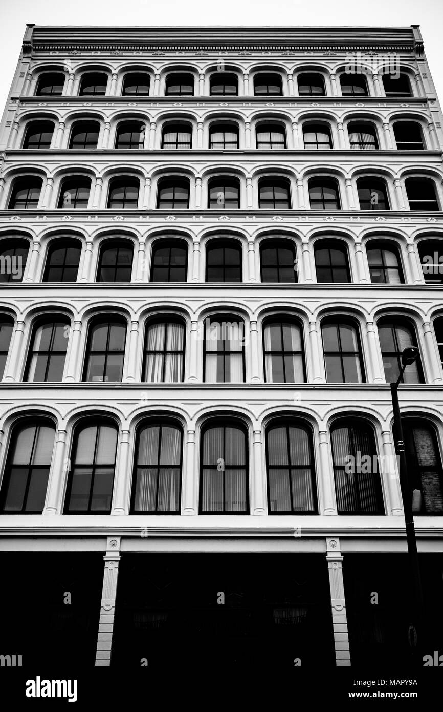 Die Fassade der Gusseisen Gebäude in Philadelphia. Stockfoto