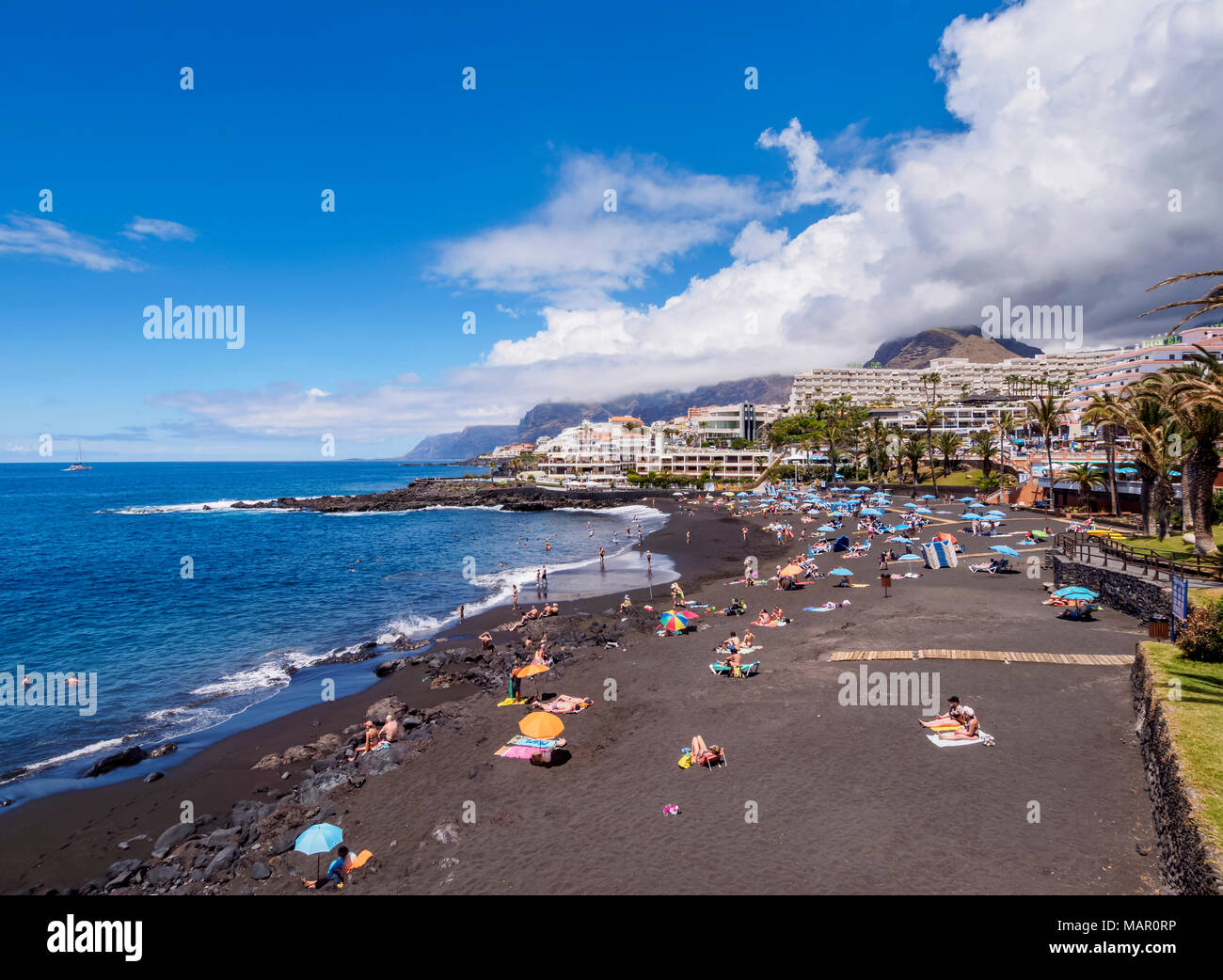 Strand in Puerto de Santiago, Teneriffa, Kanarische Inseln, Spanien, Atlantik, Europa Stockfoto
