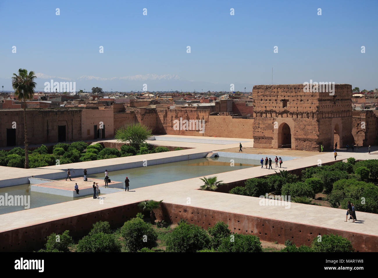 El Badi Palast (Badii Palace) (Badia Palast), die Unvergleichliche Palace, 16. Jahrhundert, Marrakesch (Marrakesch), Marokko, Nordafrika, Afrika Stockfoto