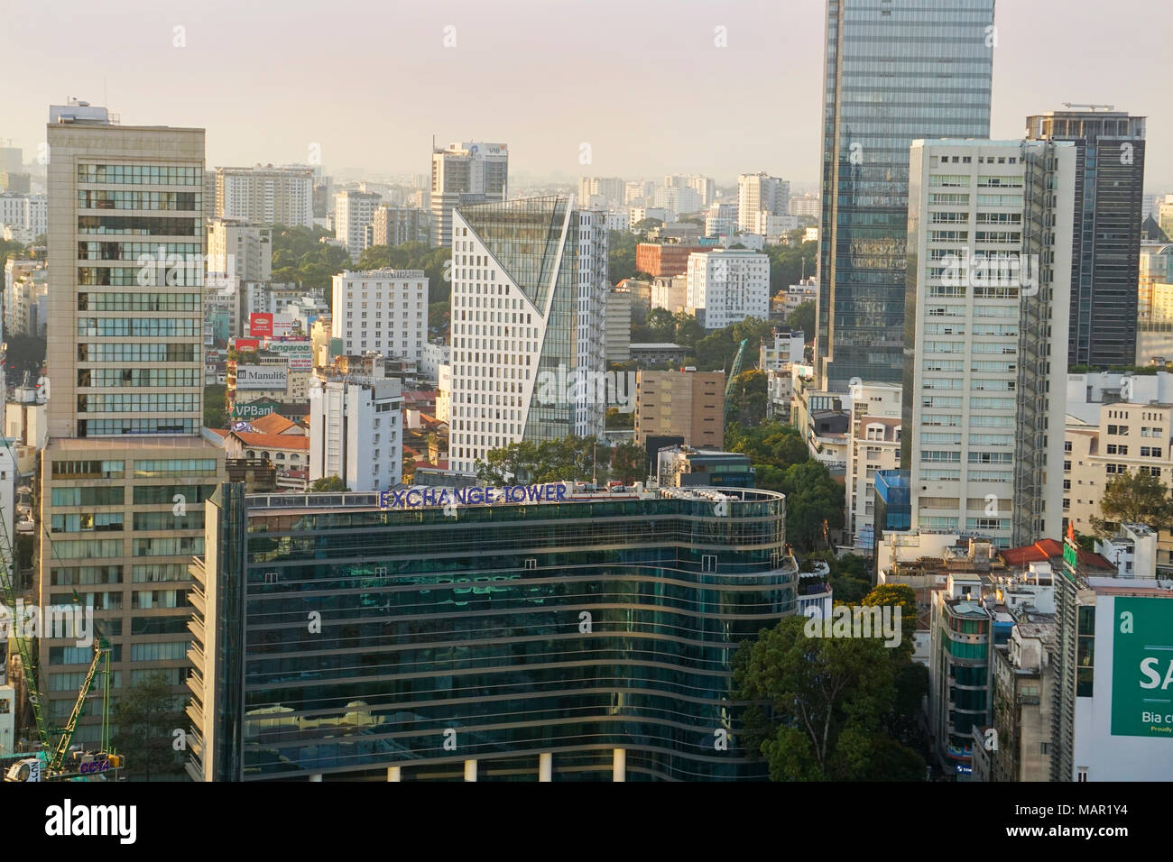 Die Exchange Tower in Bezirk, (Saigon) Ho Chi Minh City, Vietnam Stockfoto