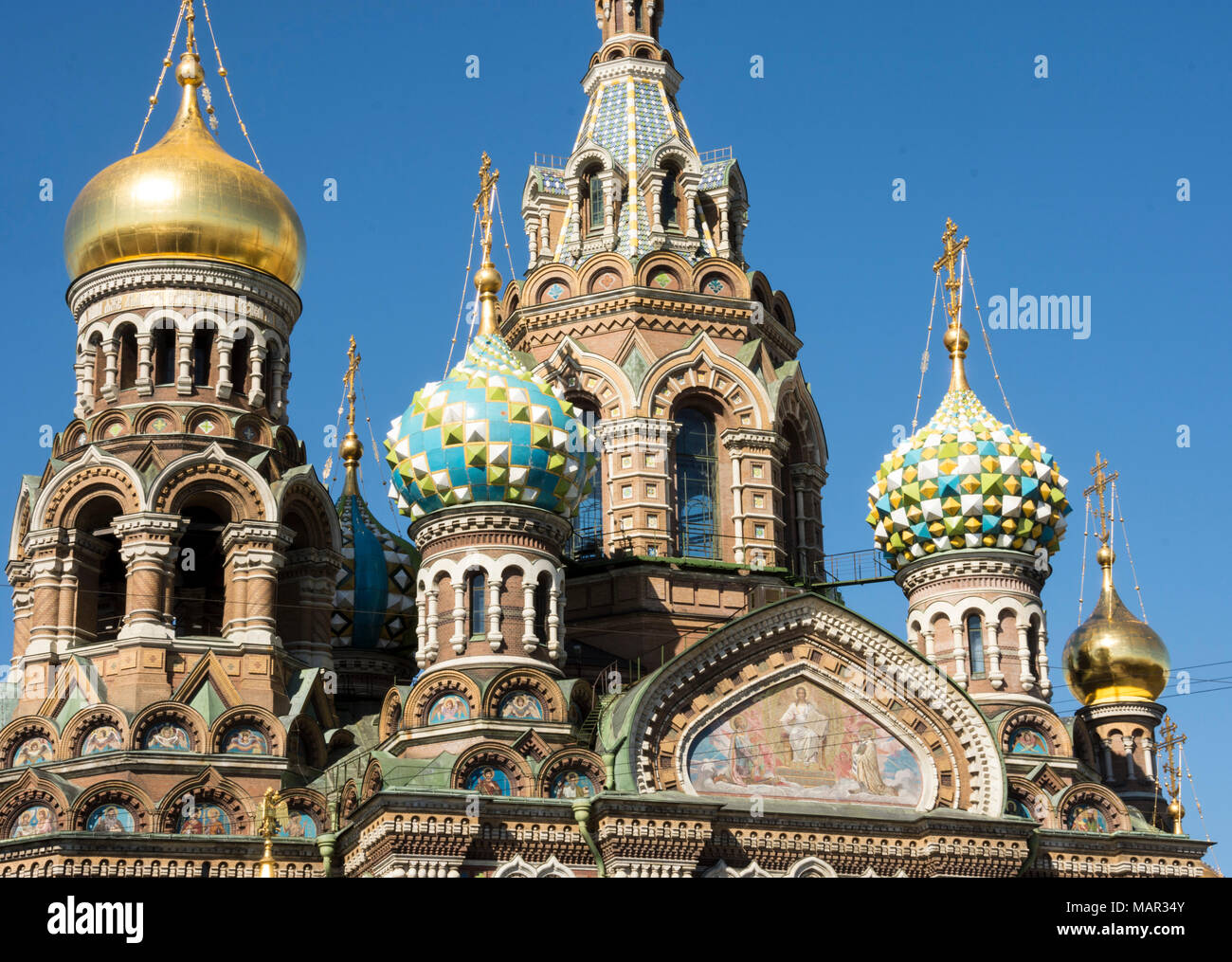 Kirche des Erlösers auf Blut (Kirche der Auferstehung Christi), UNESCO-Weltkulturerbe, St. Petersburg, Russland, Europa Stockfoto