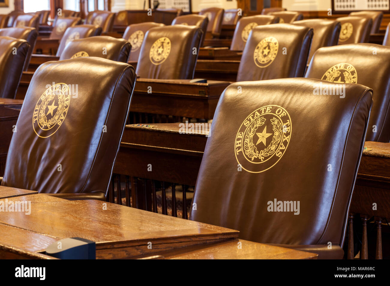 Das Haus des Repräsentantenhauses des Texas State Capitol Building in der Innenstadt von Austin entfernt Stockfoto