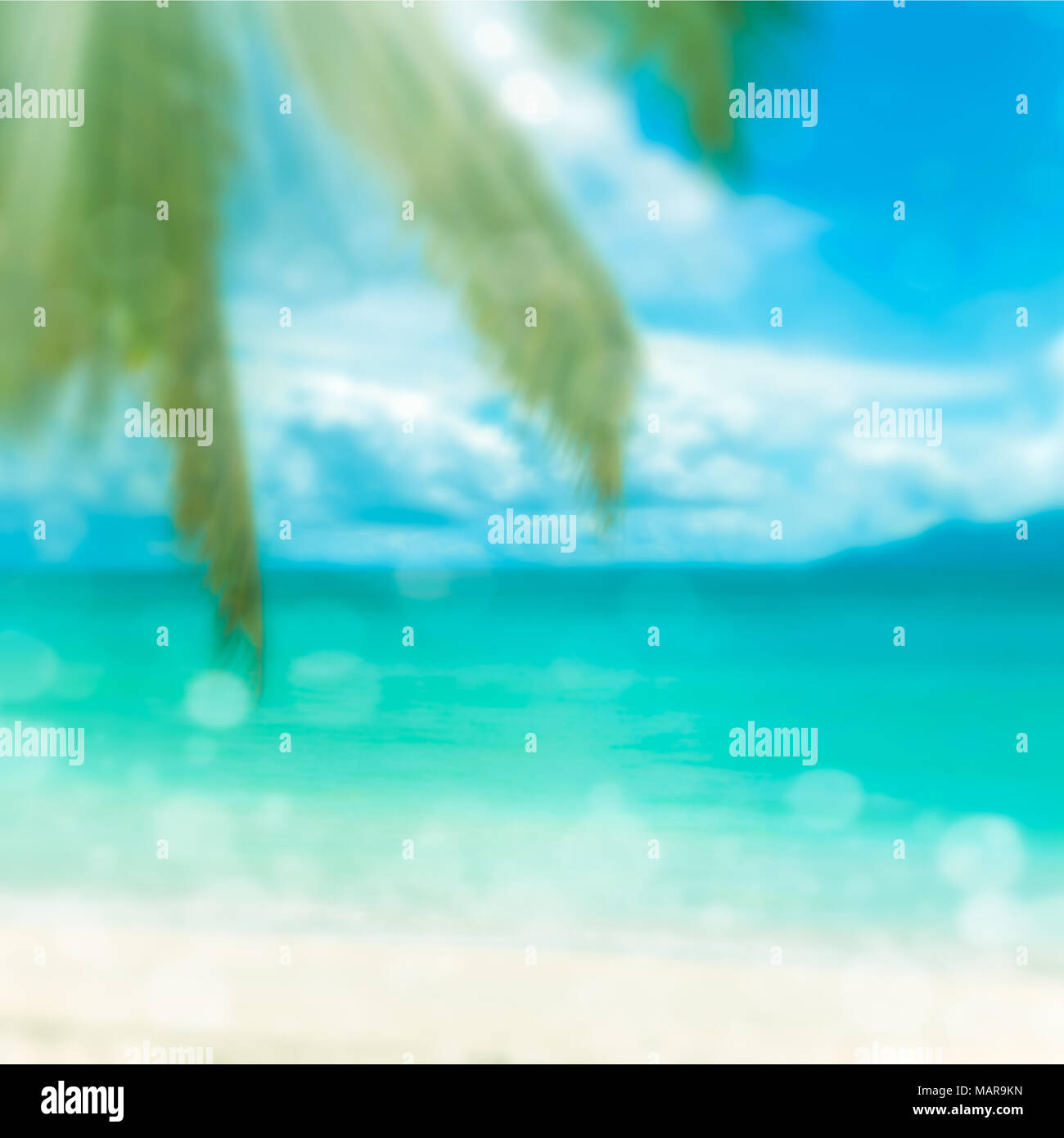Defokussierten tropischen Strand. Perfekter Urlaub Hintergrund. Stockfoto
