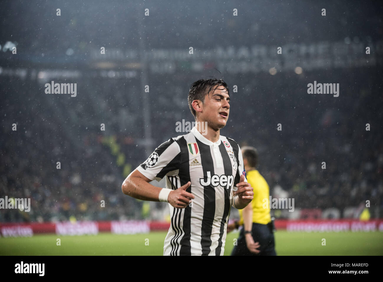 Turin, Italien. 03 Apr, 2018. Paulo Dybala während der Champions League Spiel FC Juventus vs Real Madrid. Real Madrid gewann 0-3 bei der Allianz Stadion, in Turin, Italien 3 2018 Credit: Alberto Gandolfo/Pacific Press/Alamy leben Nachrichten Stockfoto