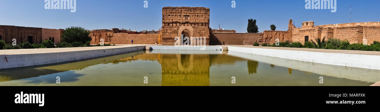 Überreste eines zerstörten 16. Jahrhundert Saadian Dynastie El-Badi-Palast in Marrakesch, Marokko Stockfoto