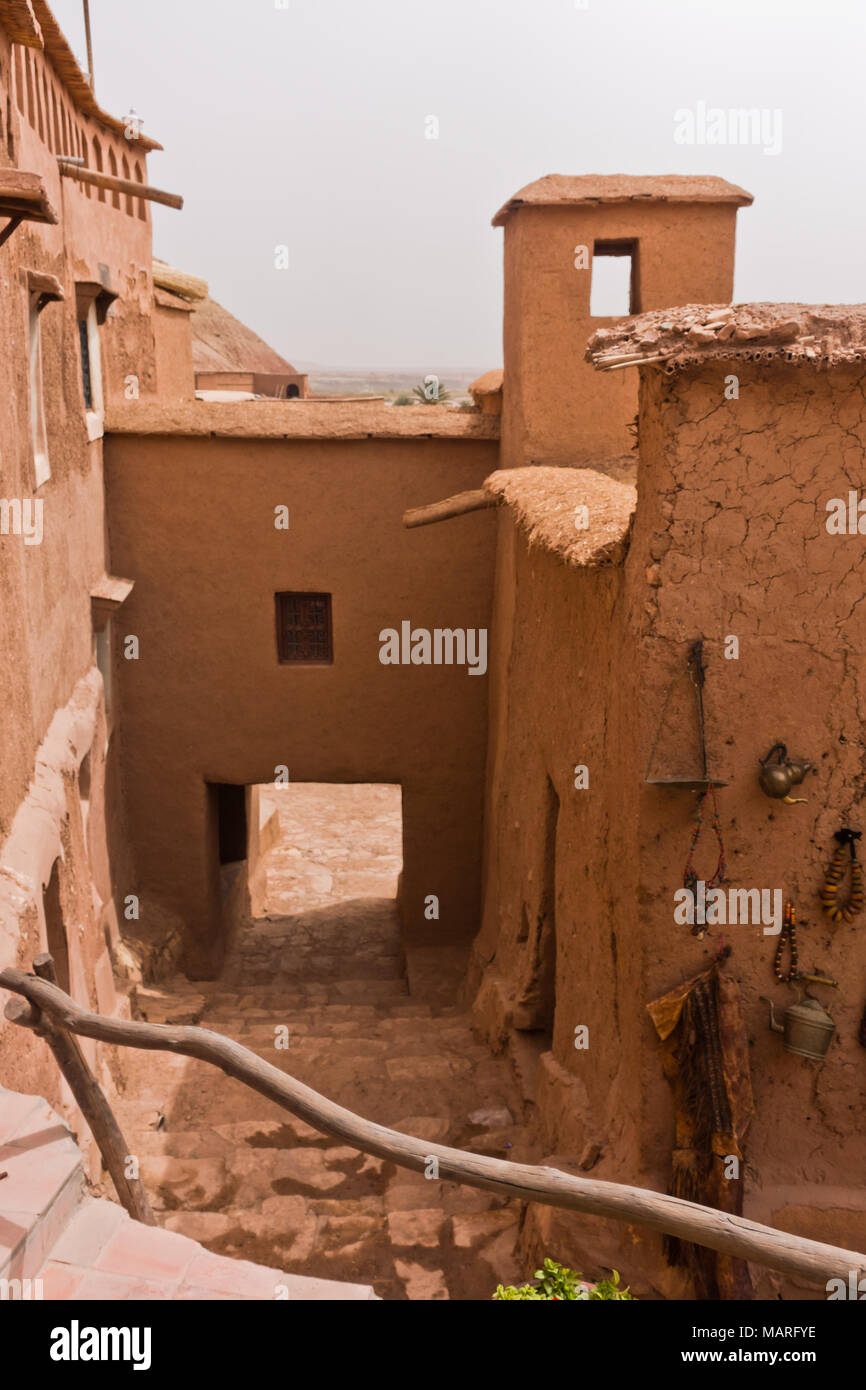 Die engen Gassen der Berberdorf Ait Ben Haddou, Weltkulturerbe der Unesco in Marokko Stockfoto