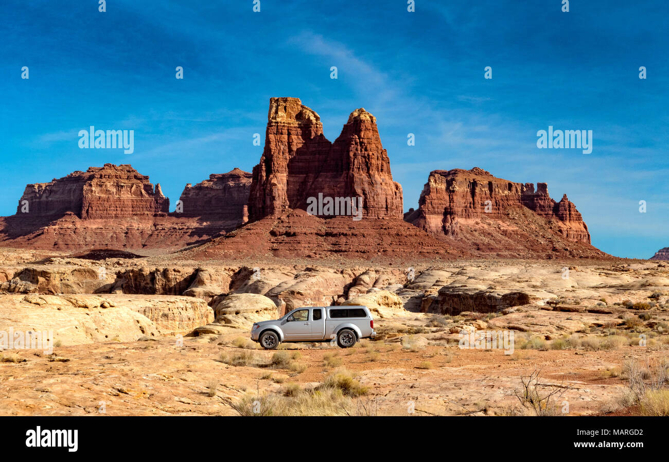 Camping und geländefahrt am Lake Powell Erholungsgebiete Stockfoto