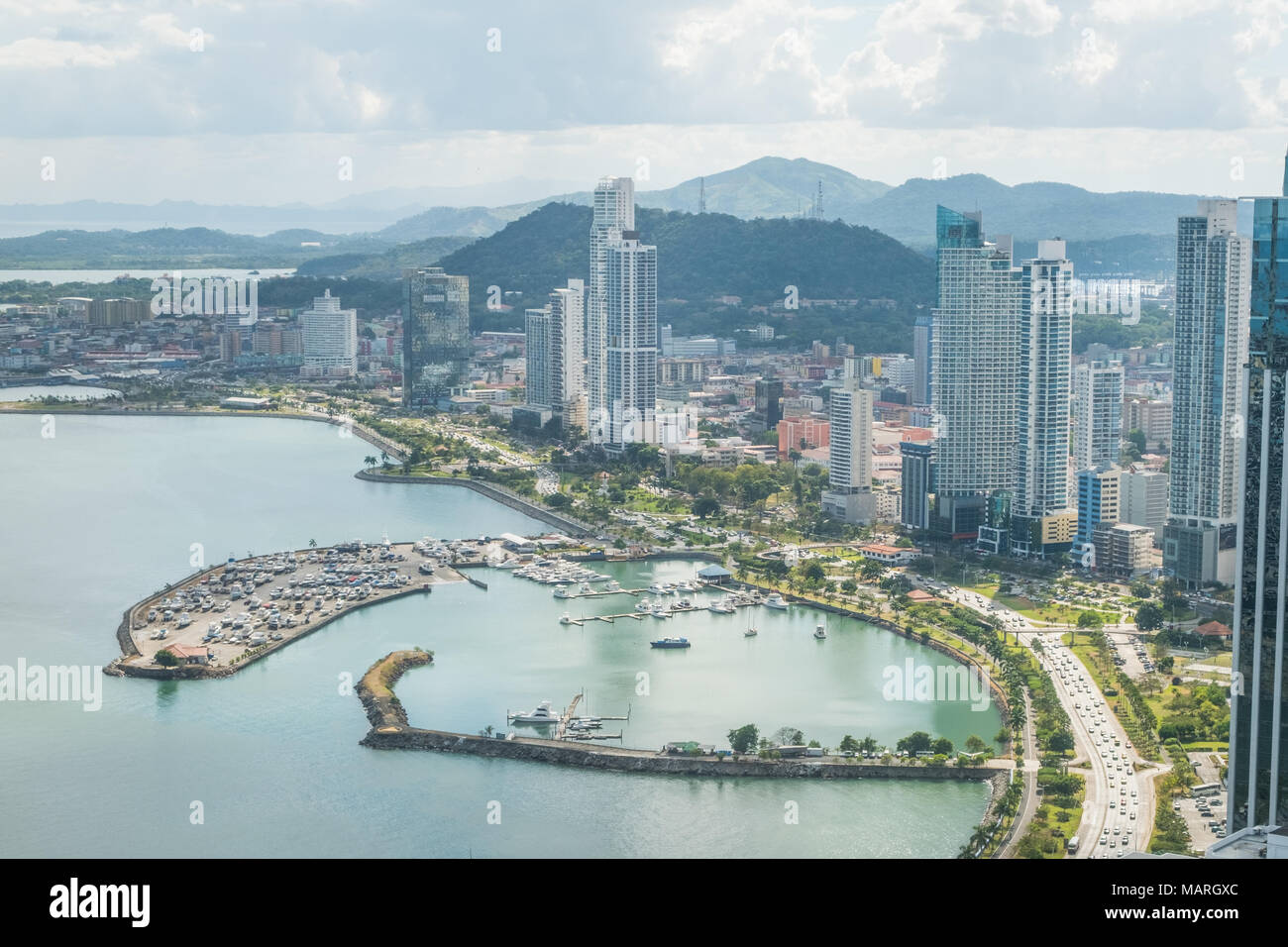 Panama City yacht Yacht Hafen und Küste Luftbild - Stockfoto