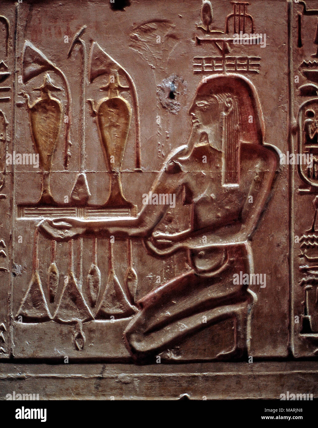 Wall panel pf Sety I, Abydos, Ägypten Stockfoto