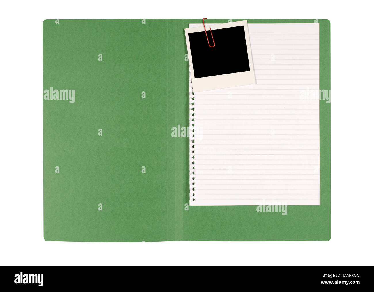 Office File Ordner mit unordentlicher beachten Sie Papier und leere Instant Photo Print. Stockfoto