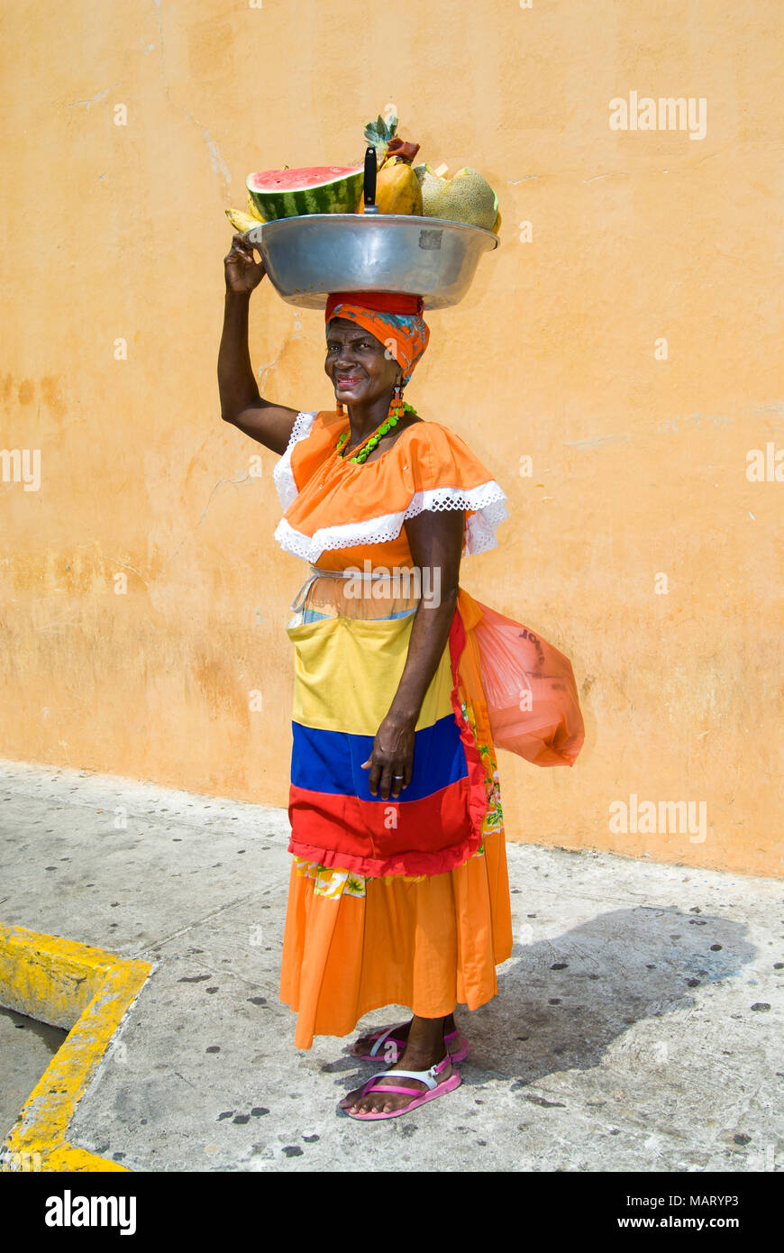 Obst Verkäufer, Cartagena de Indias, Kolumbien Stockfoto