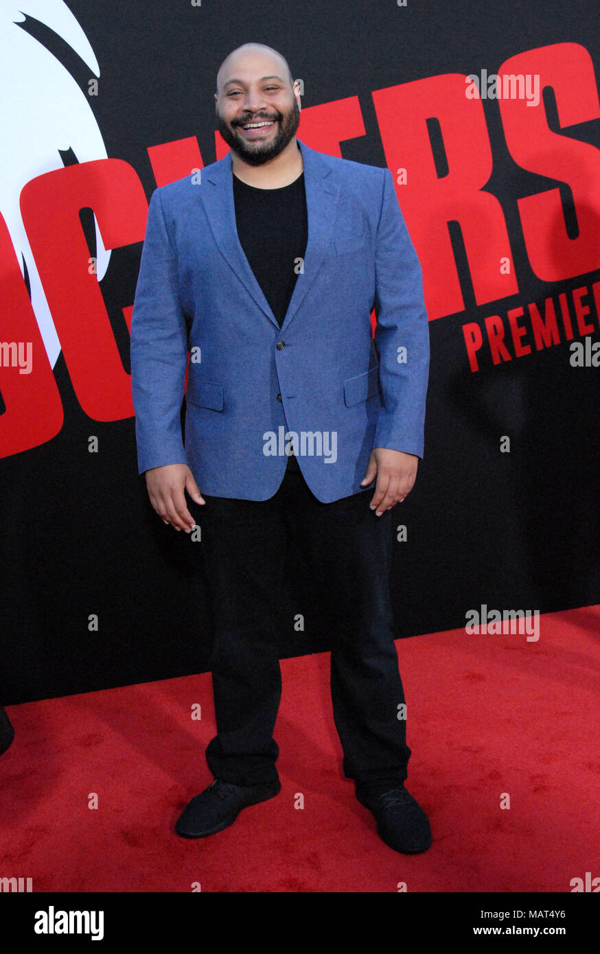 WESTWOOD, CA - April 03: Schauspieler Colton Dunn die Premiere von Universal Pictures' 'Blocker' im Regency Dorf Theater besuchen am 3. April in Westwood, Kalifornien 2018. Stockfoto