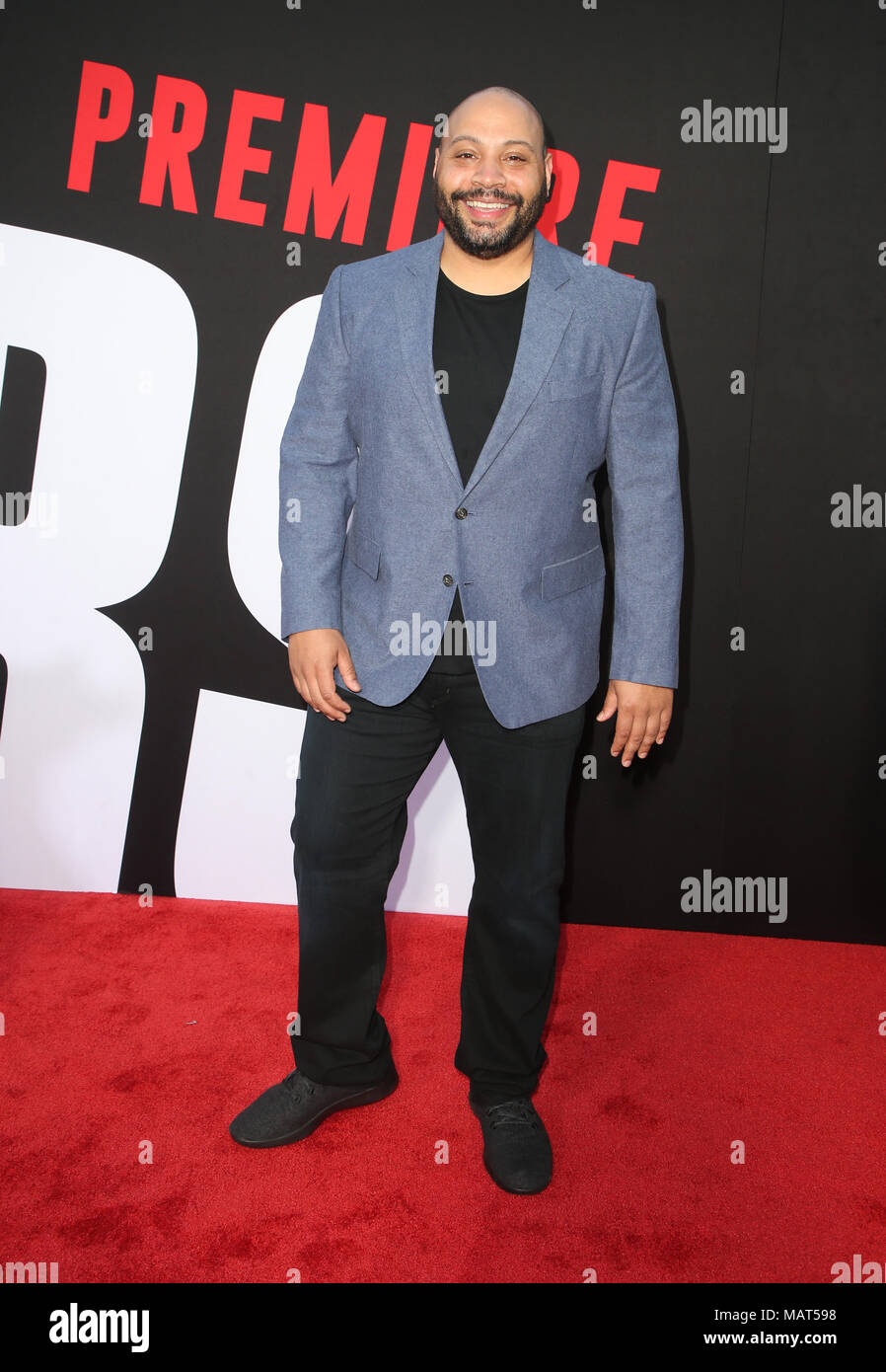 Westwood, Ca. 3 Apr, 2018. Colton Dunn, bei der Premiere von Universal Pictures' Blocker im Regency Dorf Theater in Westwood, Kalifornien am 3. April 2018. Credit: Faye Sadou/Medien Punch/Alamy leben Nachrichten Stockfoto