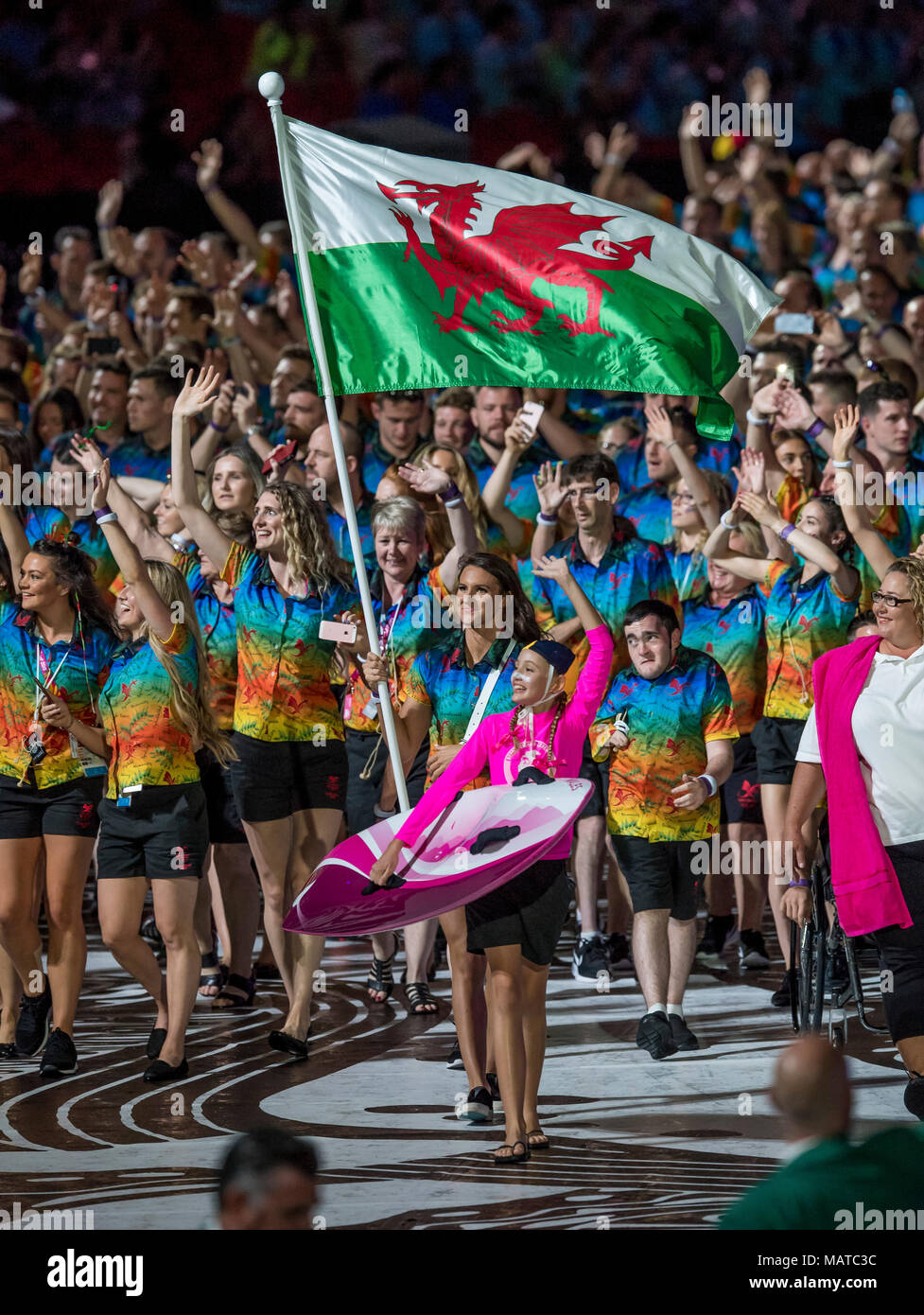 Gold Coast, Australien. 4 Apr, 2018. Wales während der Commonwealth Games 2018 Eröffnung am 4. April 2018 in Gold Coast, Australien. Credit: Gary Mitchell, GMP-Media/Alamy leben Nachrichten Stockfoto