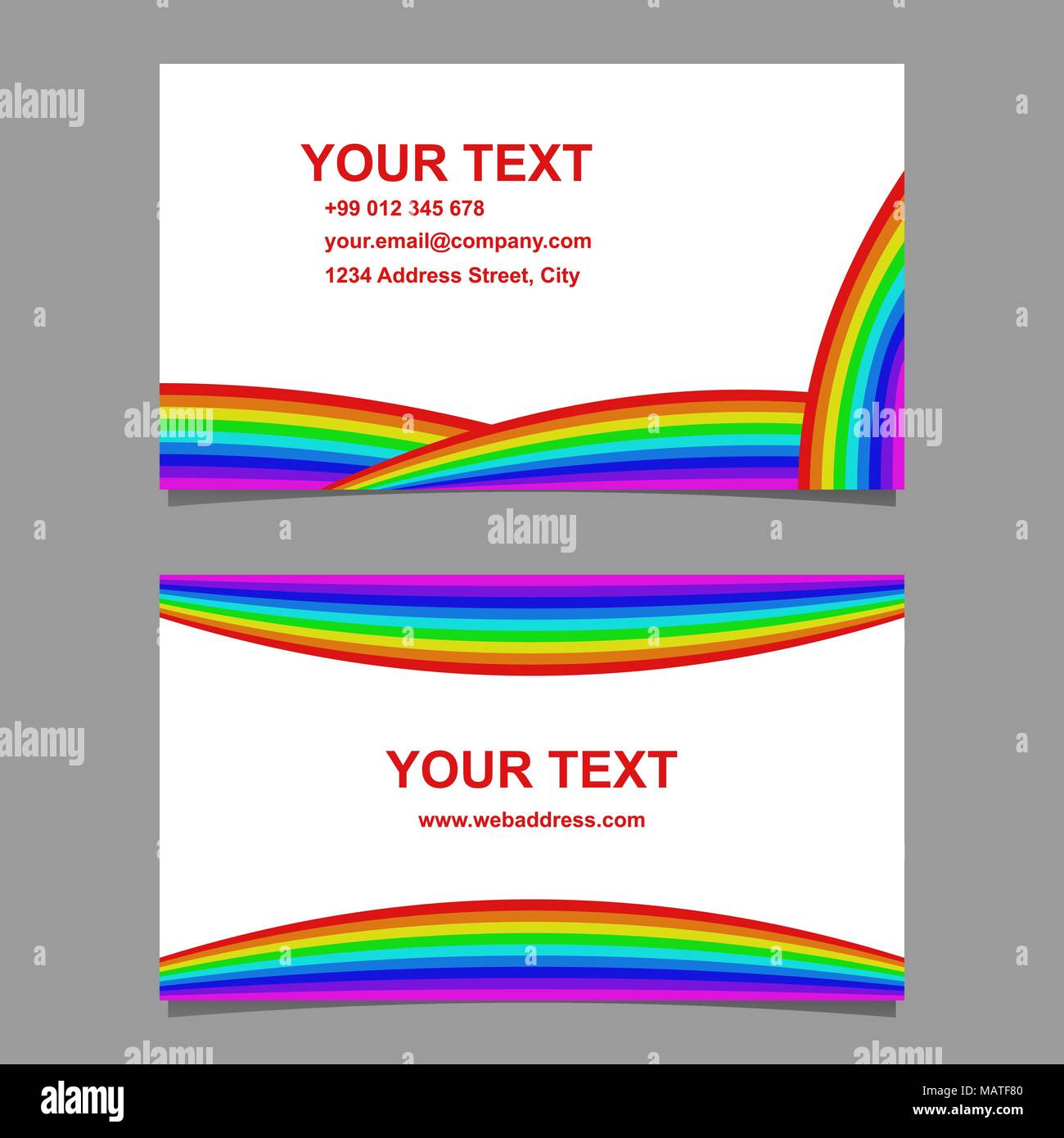 Rainbow geschwungenen Design Visitenkarte Vorlage festlegen Stock Vektor