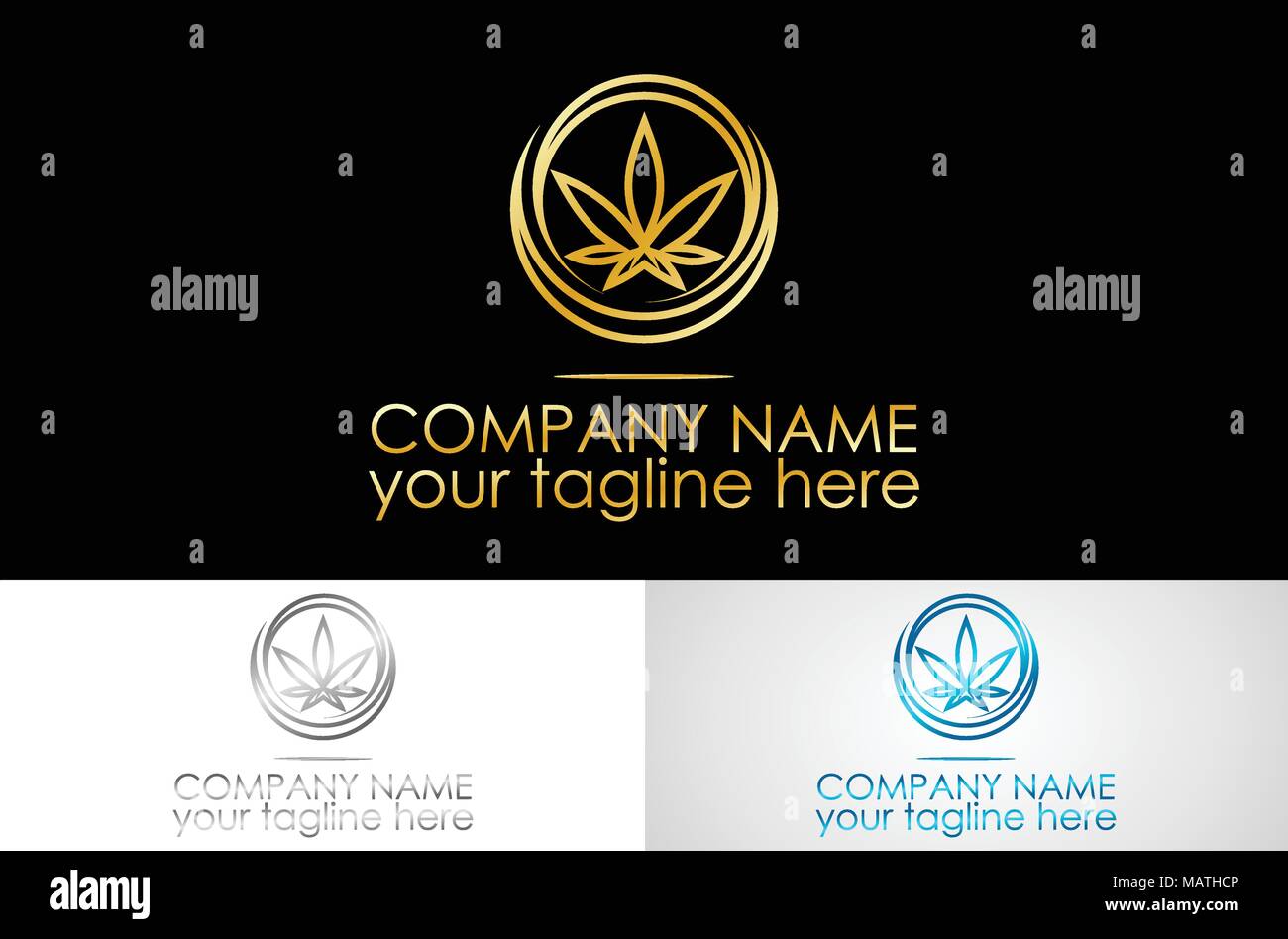 Marihuana Gold Logo Vektor Stock Vektor