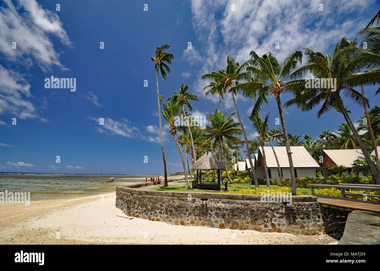 Den ruhigen Stränden der South Pacific Ocean sind wirklich das Paradies gefunden. Dieser Garten mit Blick auf die Coral Coast auf der Insel Viti Levu (Fidschi) Stockfoto