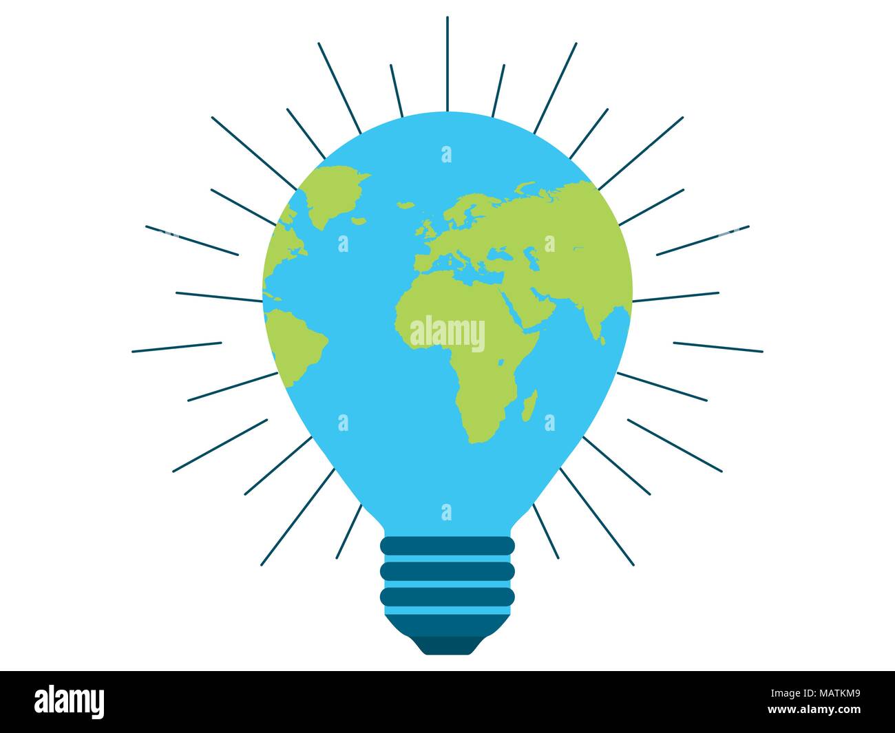 Earth Day, also am 22. April. Saubere Energie, Glühbirne. Tag der Umwelt. Vector Illustration Stock Vektor