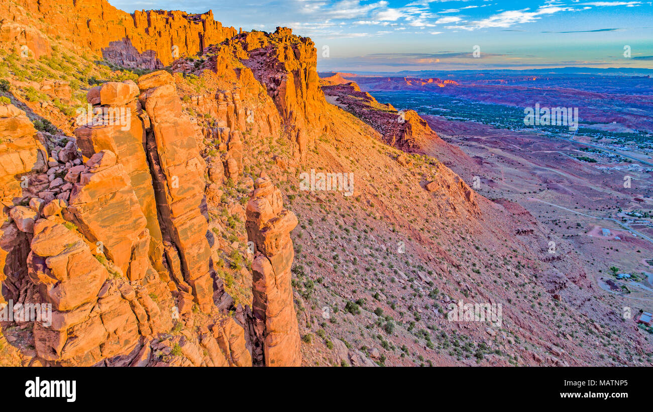Angel Rock und Moab Valley, Hinter-dem-Rock vorgeschlagen, Wüste, Utah Stockfoto