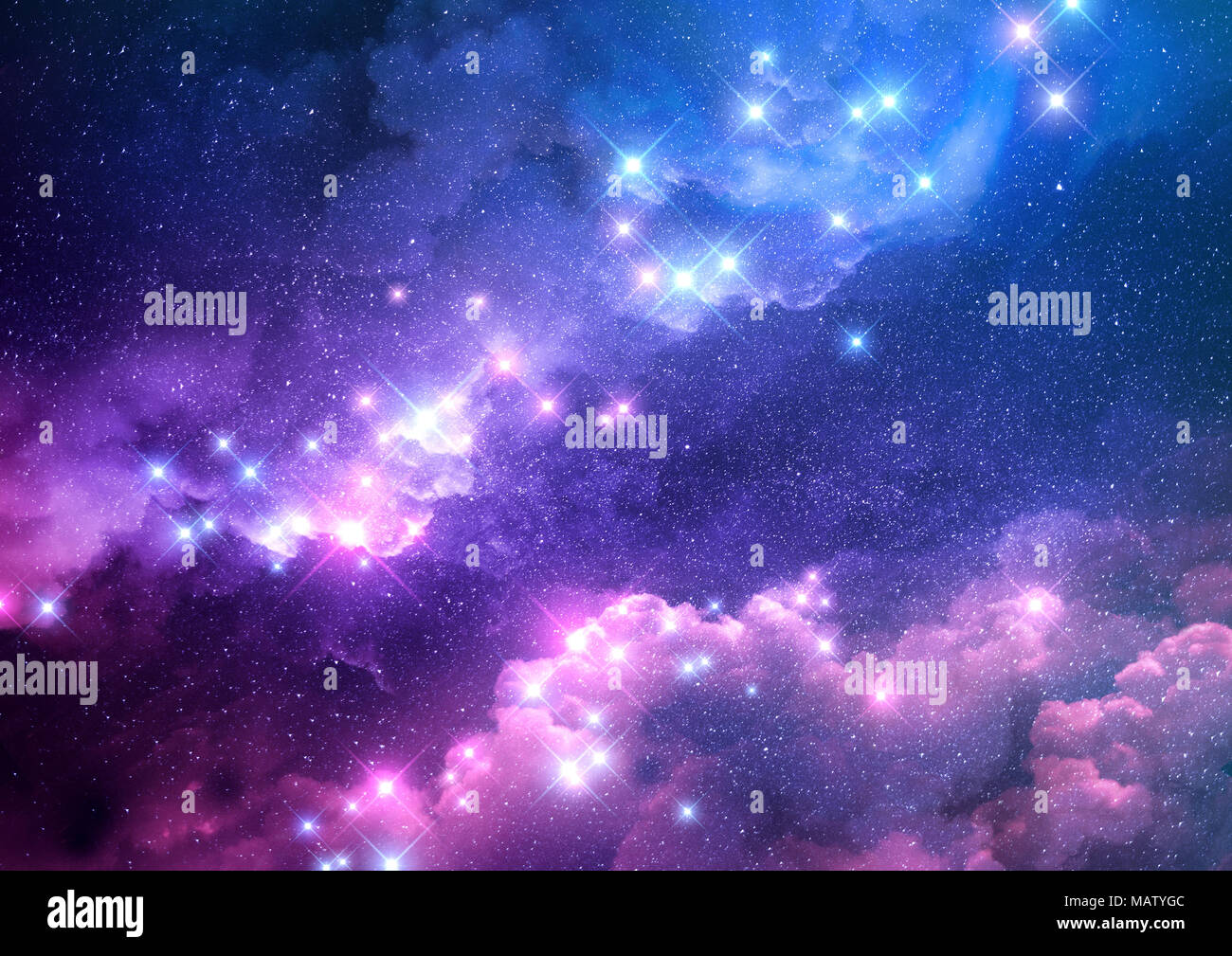 Abstract Pink Und Blau Galaxy Hintergrund Mit Hellen Sternen Gefullt Raster Abbildung Stockfotografie Alamy