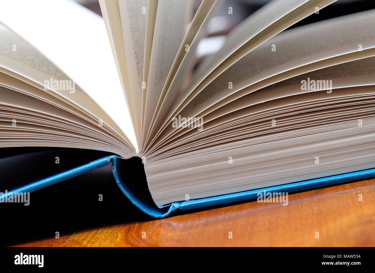 Buchrücken aufgefächert Seiten Stockfoto