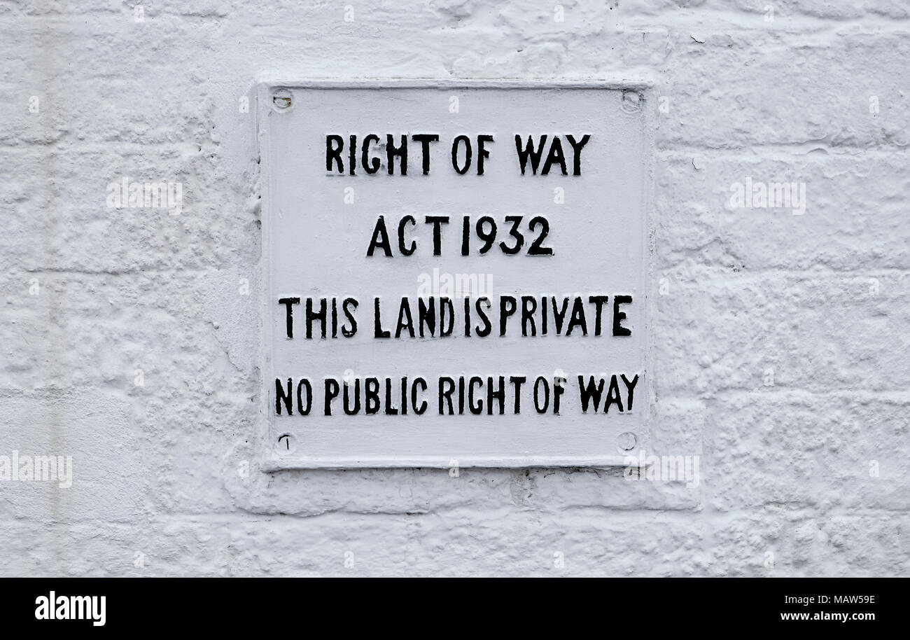 Recht auf Handeln 1932 dieses Land ist privat ohne öffentliche Vorfahrt anmelden Stockfoto