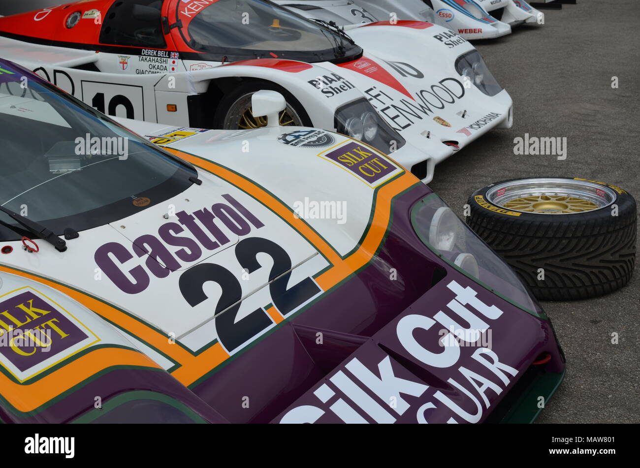 Le Mans Jaguar XJR-9 am 73. Goodwood Mitgliederversammlung 2015. Stockfoto
