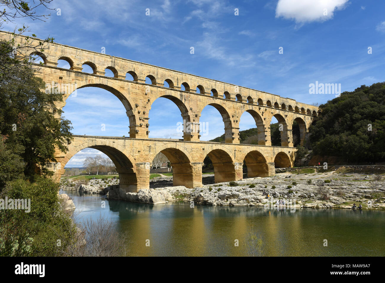 Pont du Gard römische Aquädukt in der Nähe von Nimes in Frankreich Stockfoto