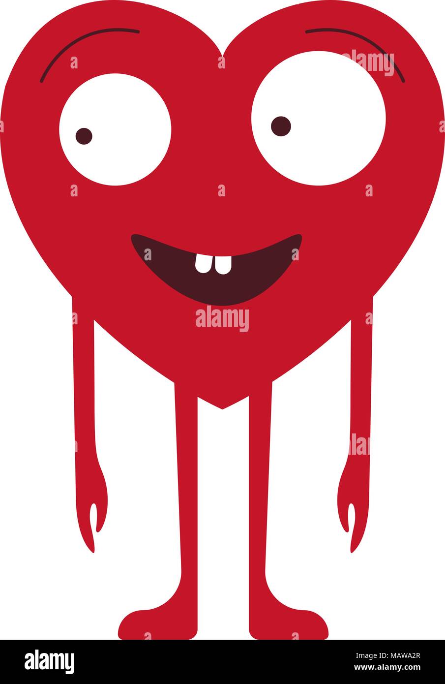 Vector Illustration der Roten lächelndes Herz auf weißem Hintergrund. Art Design für Valentinstag Grüße und Karte, Web, Banner, Poster, Plakat, Flyer, Broschüre, Stock Vektor