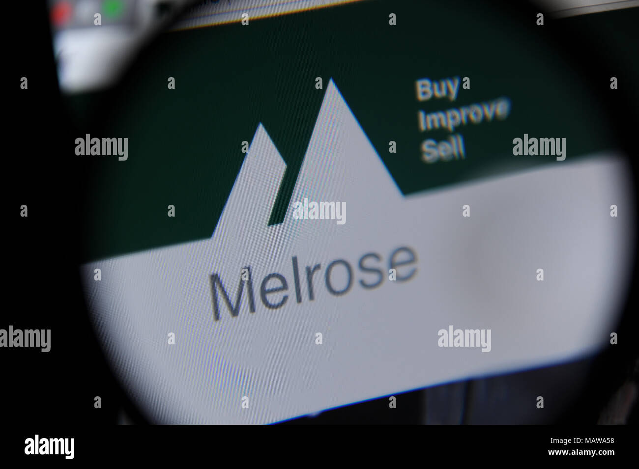 Website von Melrose, eine britische Basis Investment Company Stockfoto