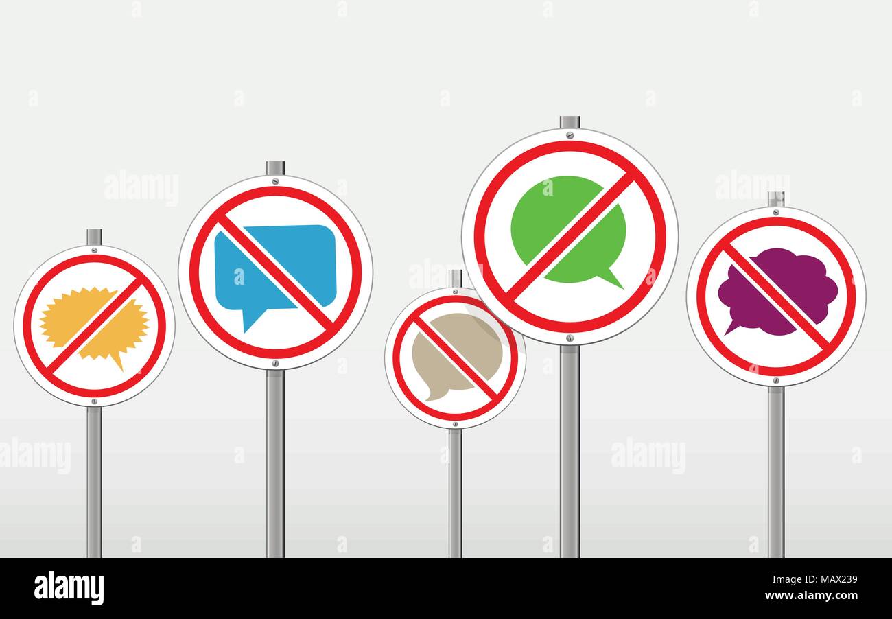 Keine Sprechende Schilder, Stop-Zeichen. Vector Illustration. Stock Vektor