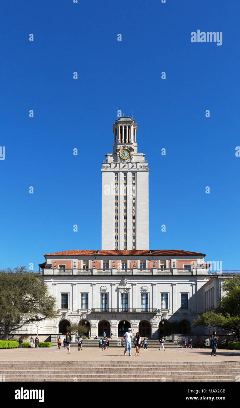 Die Universität von Texas in Austin - die Beaux-Arts Hauptgebäude und Turm, Austin, Texas, Vereinigte Staaten von Amerika Stockfoto