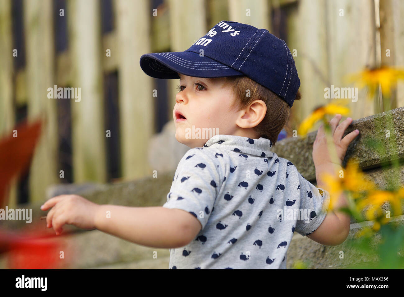 Montreal, Kanada, 8, August, 2017. Ein 2 Jahre altes Kind im Freien in einem Garten. Credit: Mario Beauregard/Alamy leben Nachrichten Stockfoto