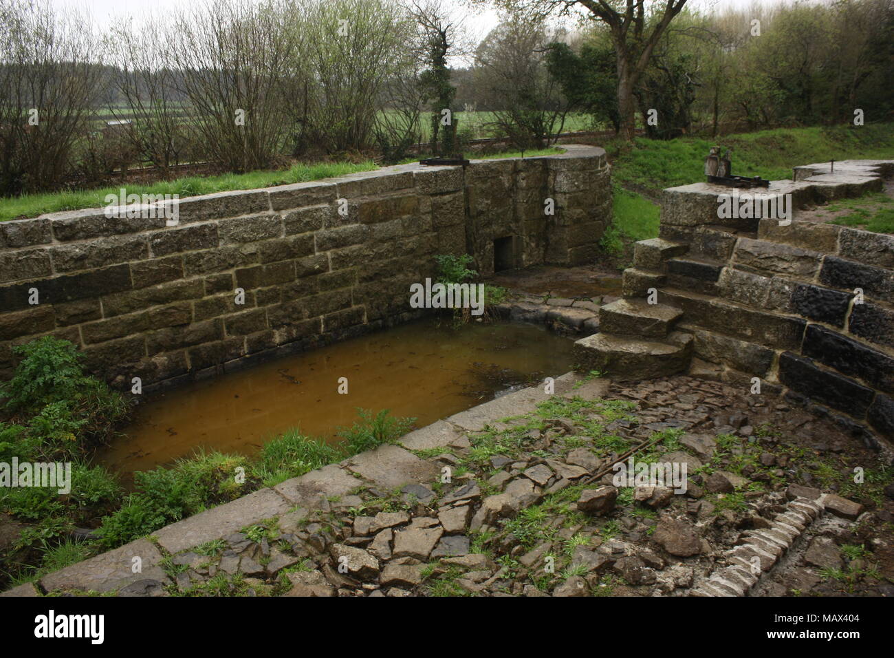 Graving Dock sperren. Die Stover Kanal. Teigngrace. Devon. 14/8/15 Stockfoto