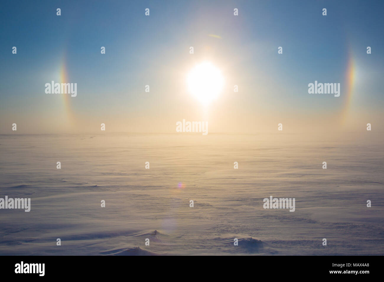 60595-01115 Sonnenuntergang auf Tundra, Cape Churchill Wapusk National Park, Churchill, MB Stockfoto