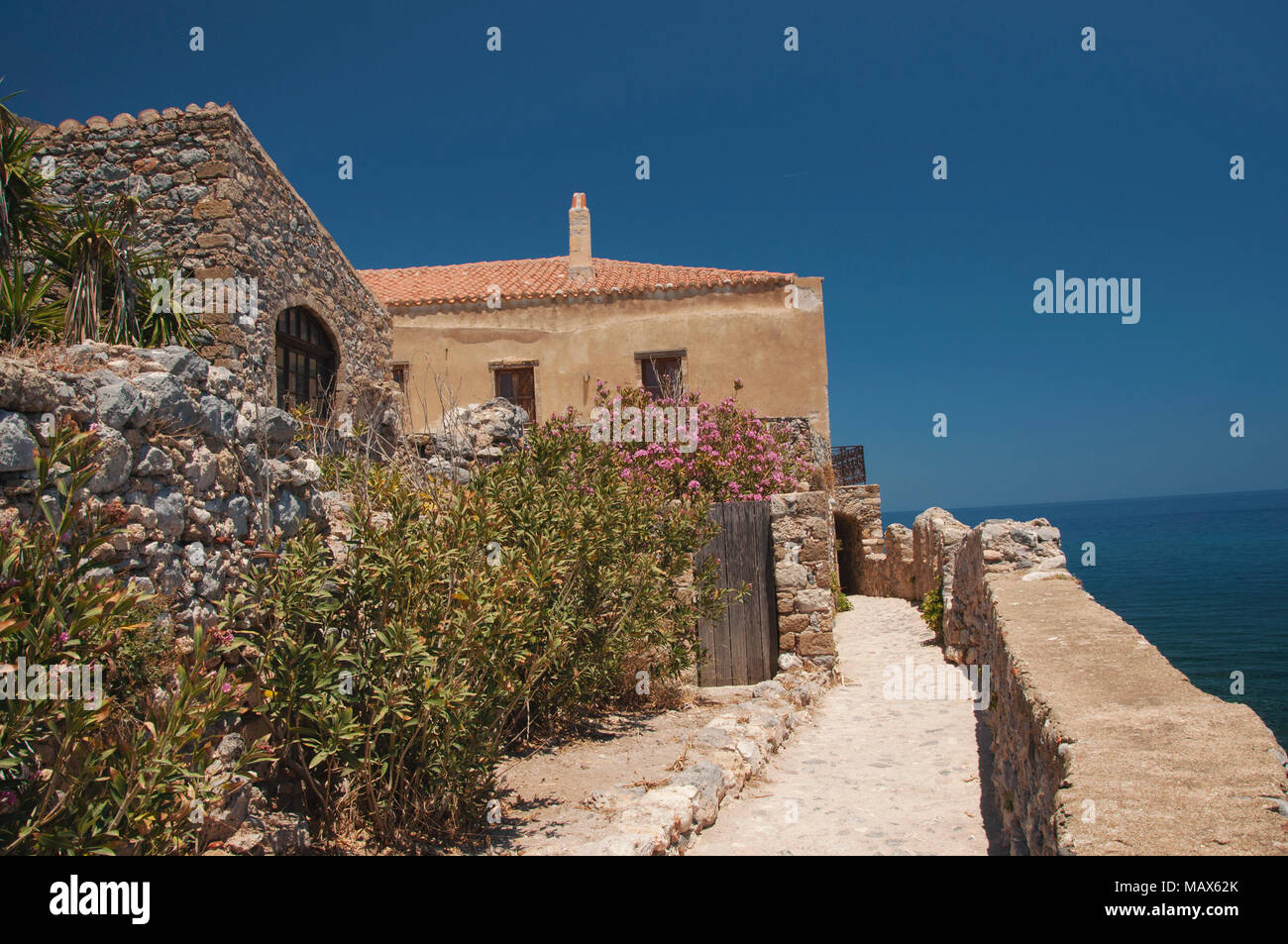 Straße bei "versteckte Stadt' von Monemvasia am Peloponnes in Griechenland Stockfoto
