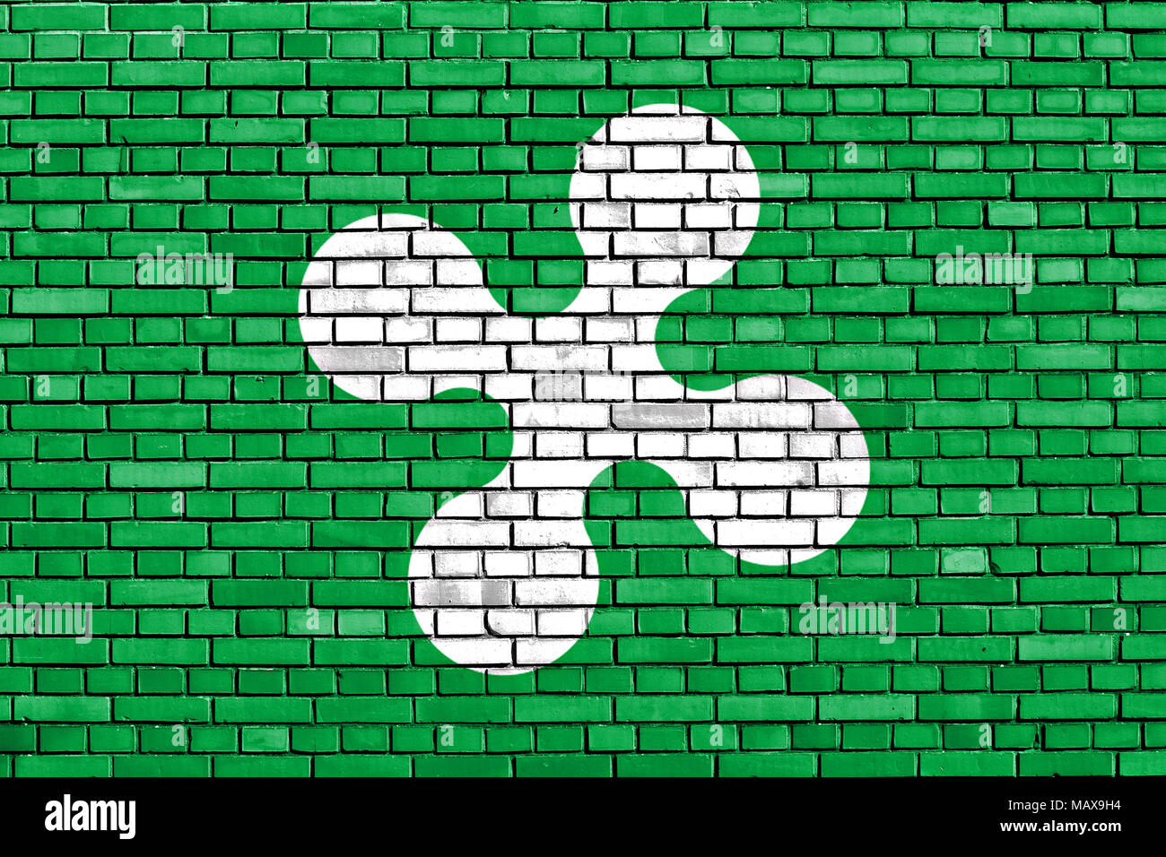 Flagge der Lombardei auf Mauer gemalt Stockfoto