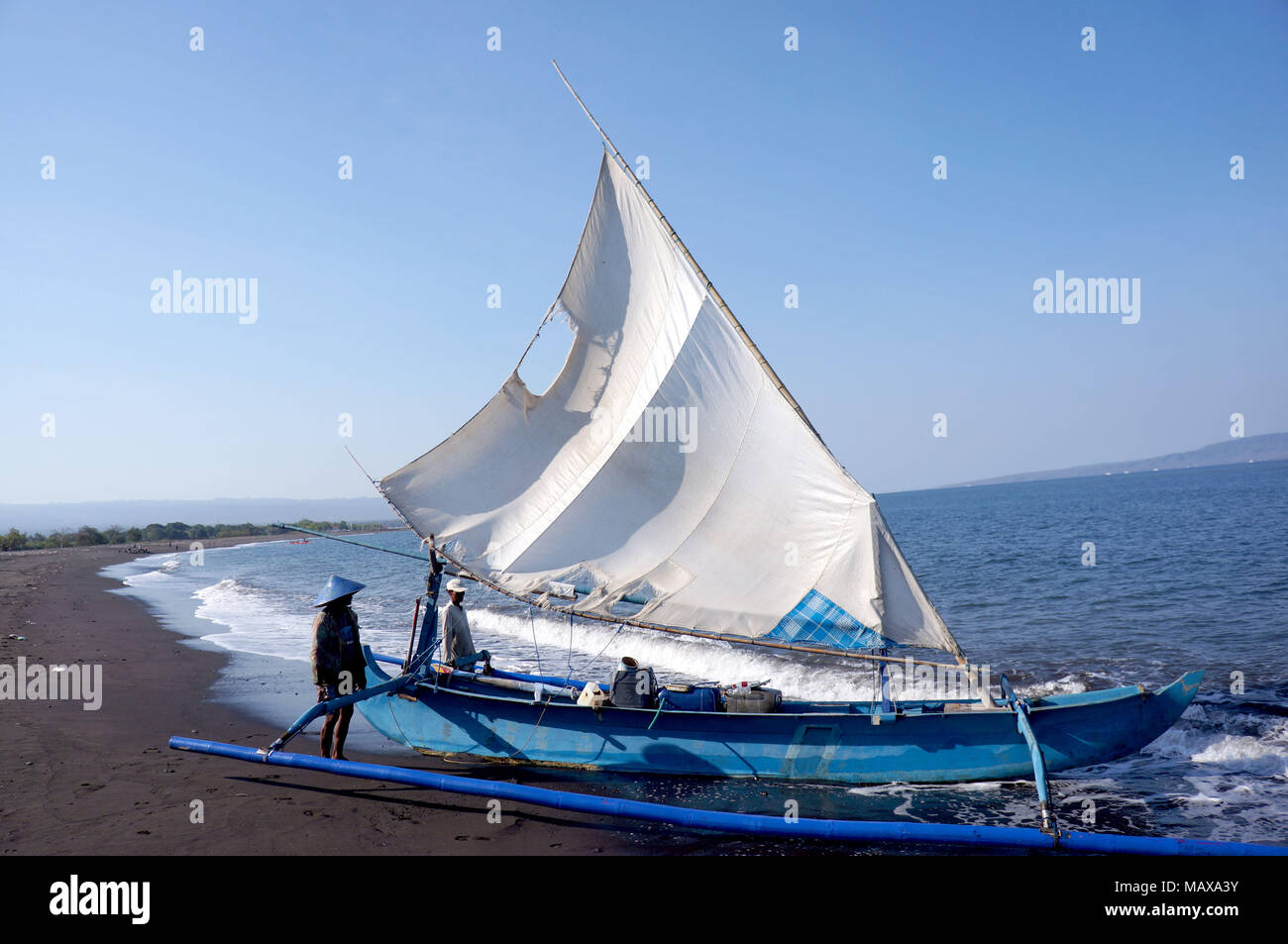 Traditionelle Fischer alte Segelboote in der Region Banyuwangi, Ost Java, Indonesien Stockfoto