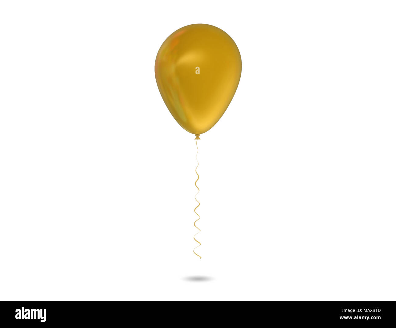 Gelber ballon Fliegen über weißem Hintergrund Stockfoto