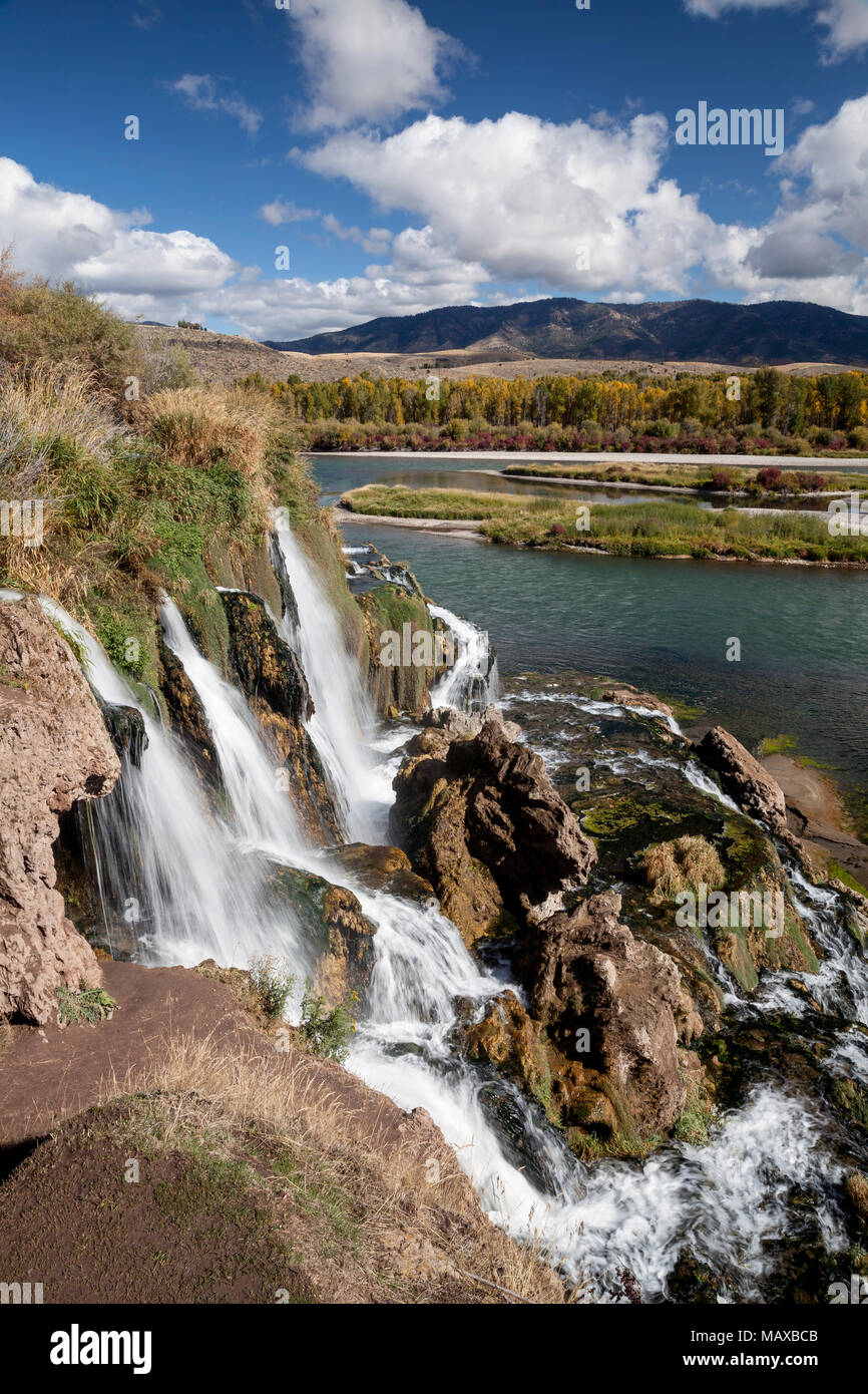 ID 00759-00 ... IDAHO - Falls Creek falls flowes in der Snake River entlang des Swan Valley. Stockfoto
